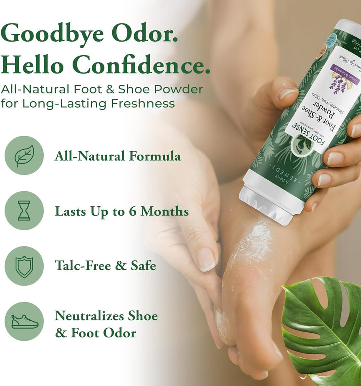 FOOT SENSE All Natural Foot & Shoe Powder, Disinfects & Deodorizes