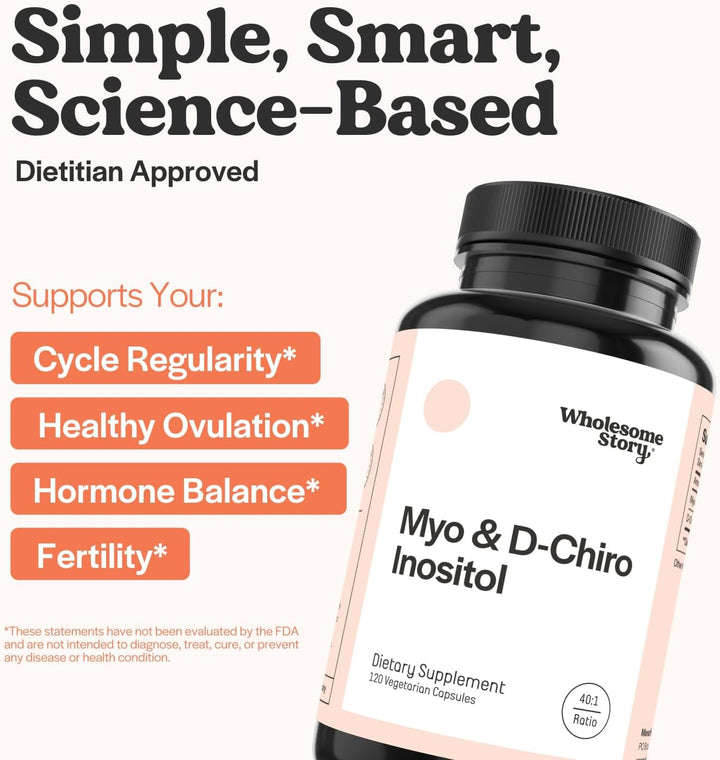 Wholesome Story Myo-Inositol & D-Chiro Inositol Supplement for Women, 120 Capsules