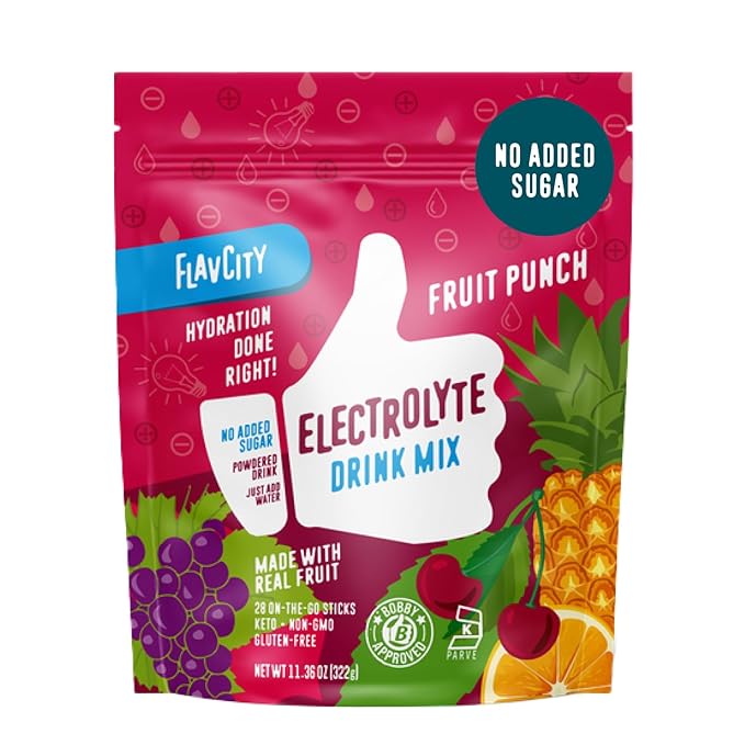 FlavCity Hydration Drink Mix | Real Fruit Electrolytes | No Added Sugar | 28 Pack