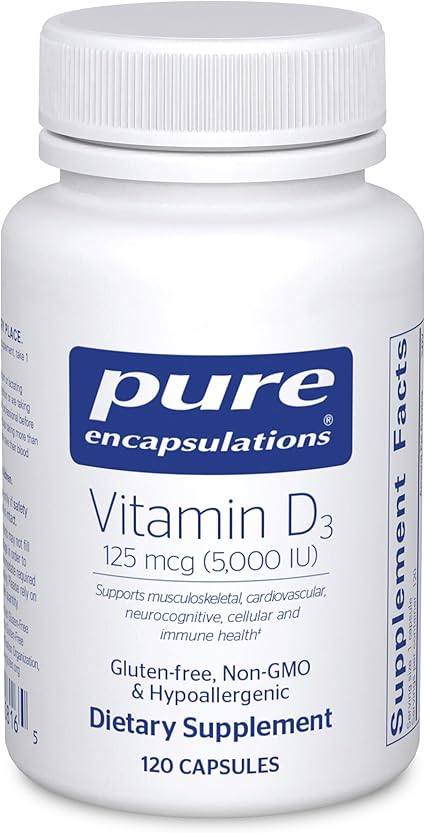 Pure Encapsulations Vitamin D3 125 mcg (5,000 IU) | Supports Bone, Joint, Heart, Colon & Immune Health |
