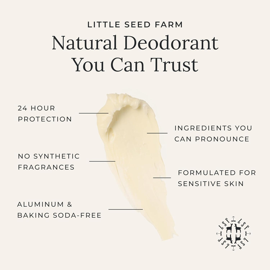 Little Seed Farm Natural Deodorant Cream - Lavender, Aluminum & Baking Soda Free, 2.4 oz
