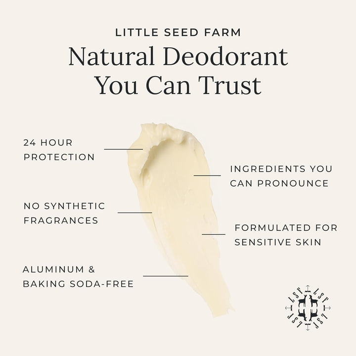 Little Seed Farm Natural Deodorant Cream - Lavender, Aluminum & Baking Soda Free, 2.4 oz