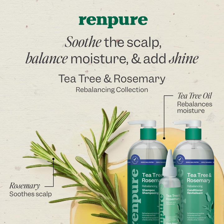 Renpure Tea Tree & Rosemary Shampoo & Conditioner Set (2 × 24 fl oz)