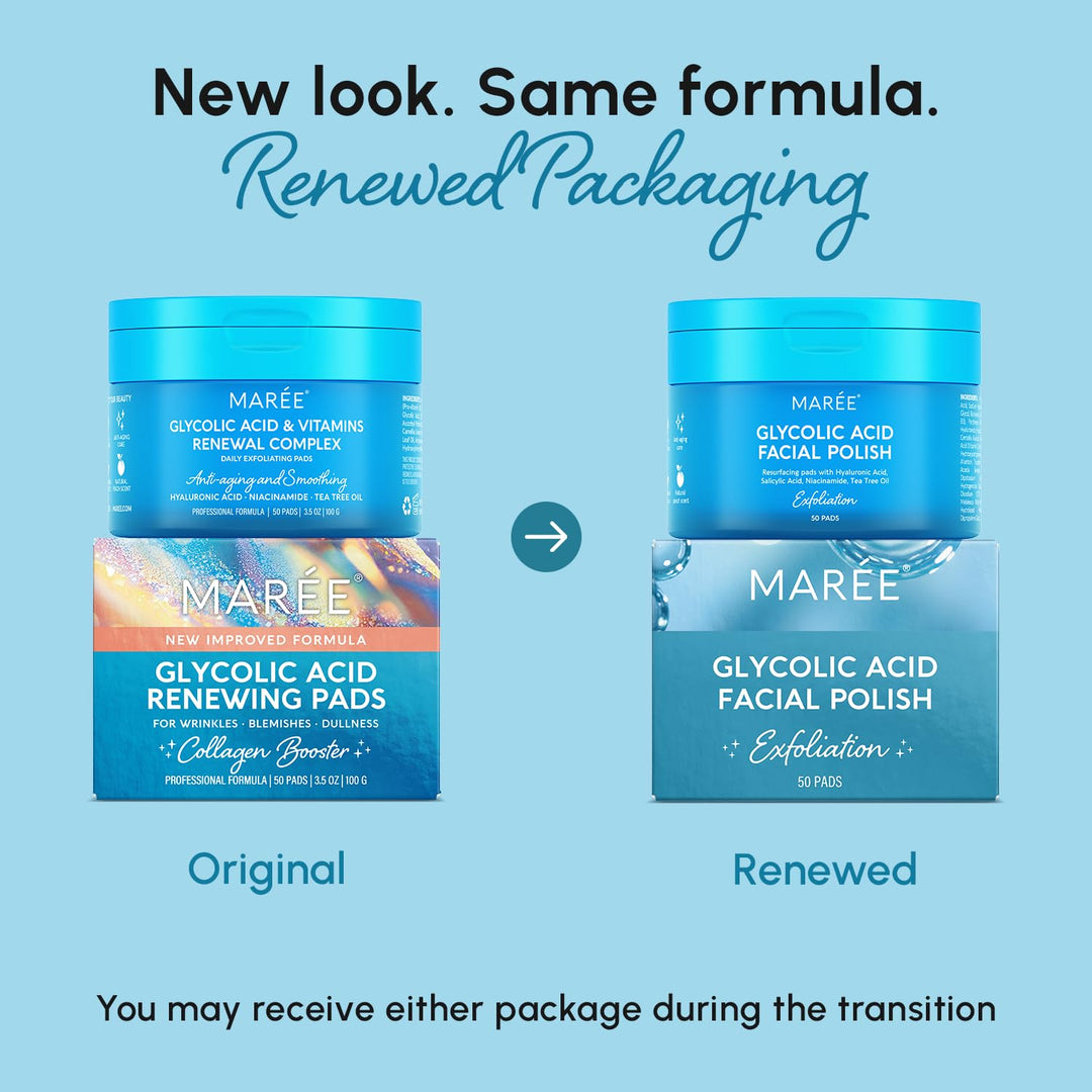 MAREE Glycolic Acid Toner Pads with Salicylic Acid – Exfoliating & Brightening Face Pads