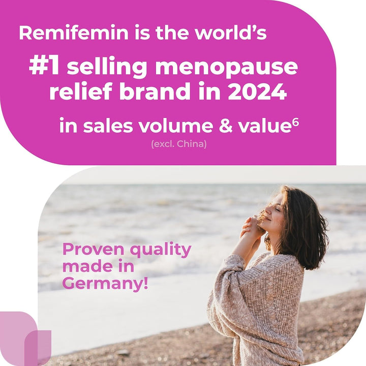 Remifemin Menopause Relief Tablets – Black Cohosh, Hormone-Free Support for Hot Flashes & Night Sweats – 120 Tablets