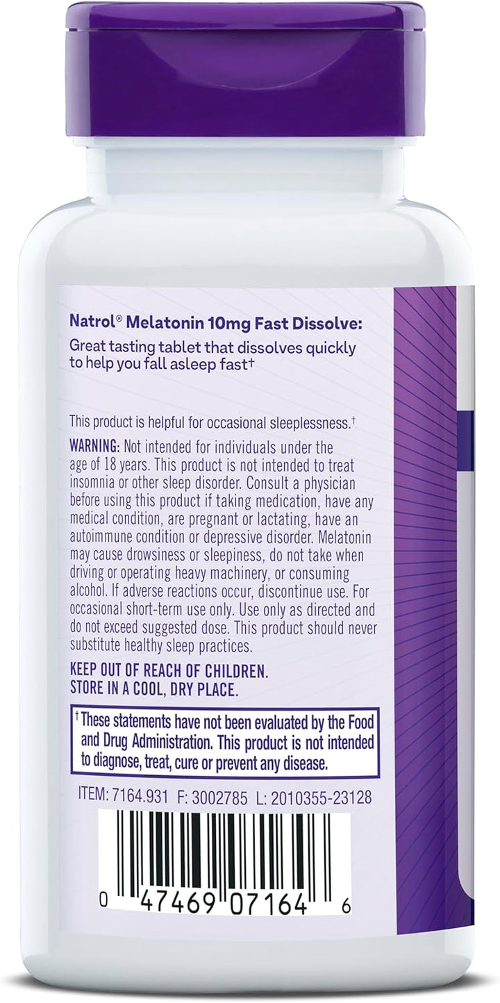 Natrol Melatonin 10mg Fast Dissolve Tablets – Strawberry Flavor – Vegetarian