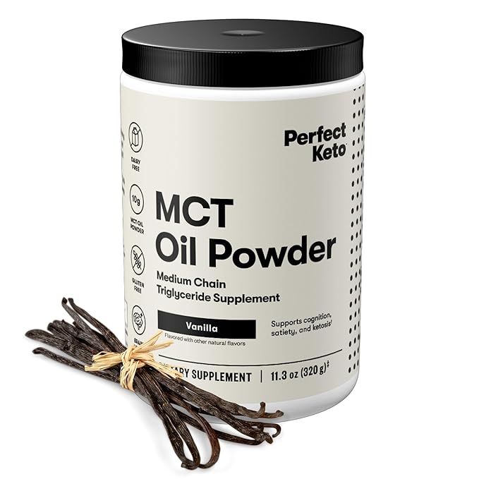Perfect Keto MCT Oil Powder Dairy-Free Keto Coffee Creamer Gluten-Free Powder for Smoothies, Shakes & Low-Carb Recipes – 30 Servings