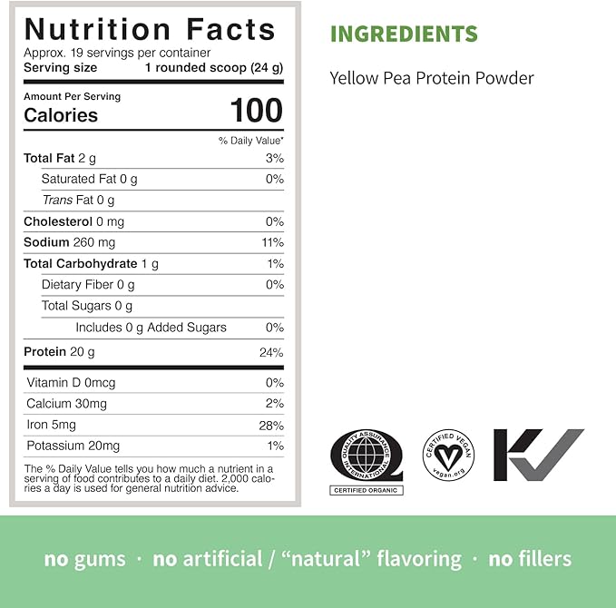 Sprout Living Organic Pea Protein Powder, Plant-Based Protein, Vegan, Non-GMO, Gluten-Free, Dairy-Free, No Artificial Sweeteners,