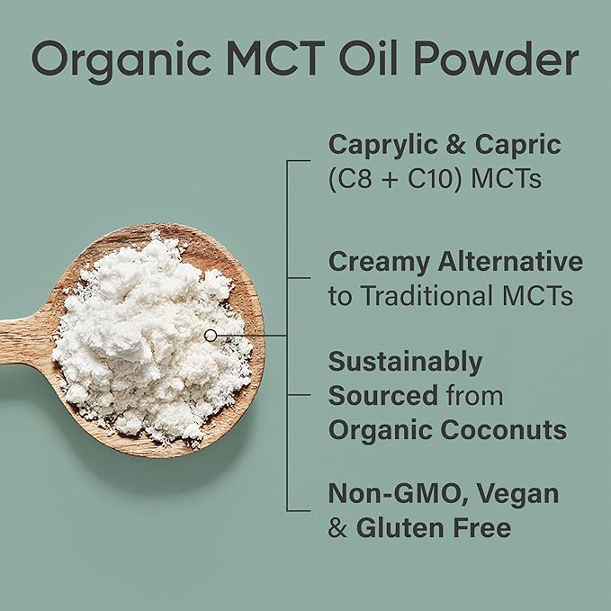 Sports Research Organic MCT Oil Powder, Coconut-Derived C8 & C10, Unflavored, 10.6 oz