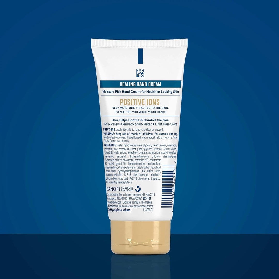 Hand cream tube with label on a blue background