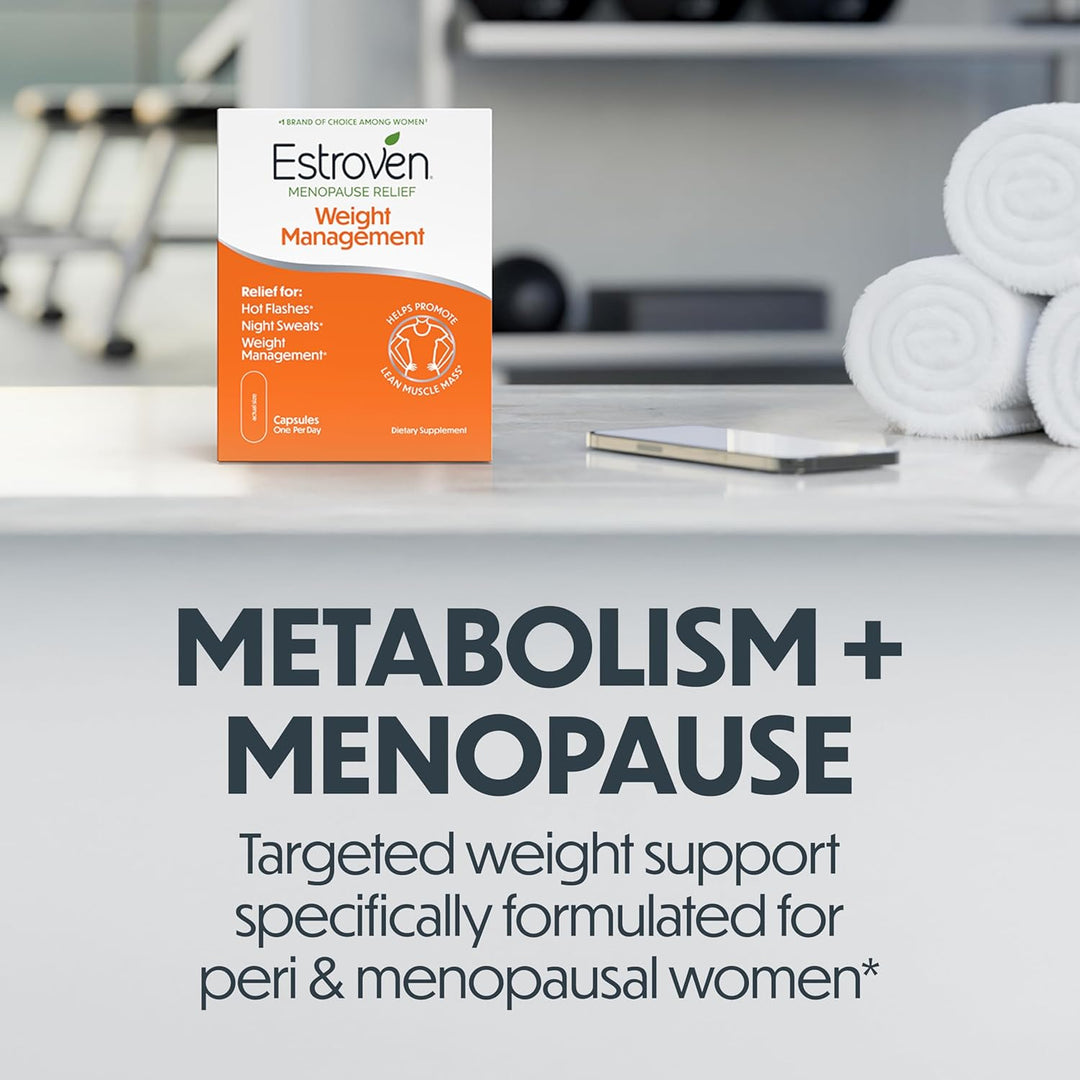 Estroven Weight Management Menopause Relief – Hot Flash & Night Sweat Support, Black Cohosh, Soy Isoflavones – 30 Caplets