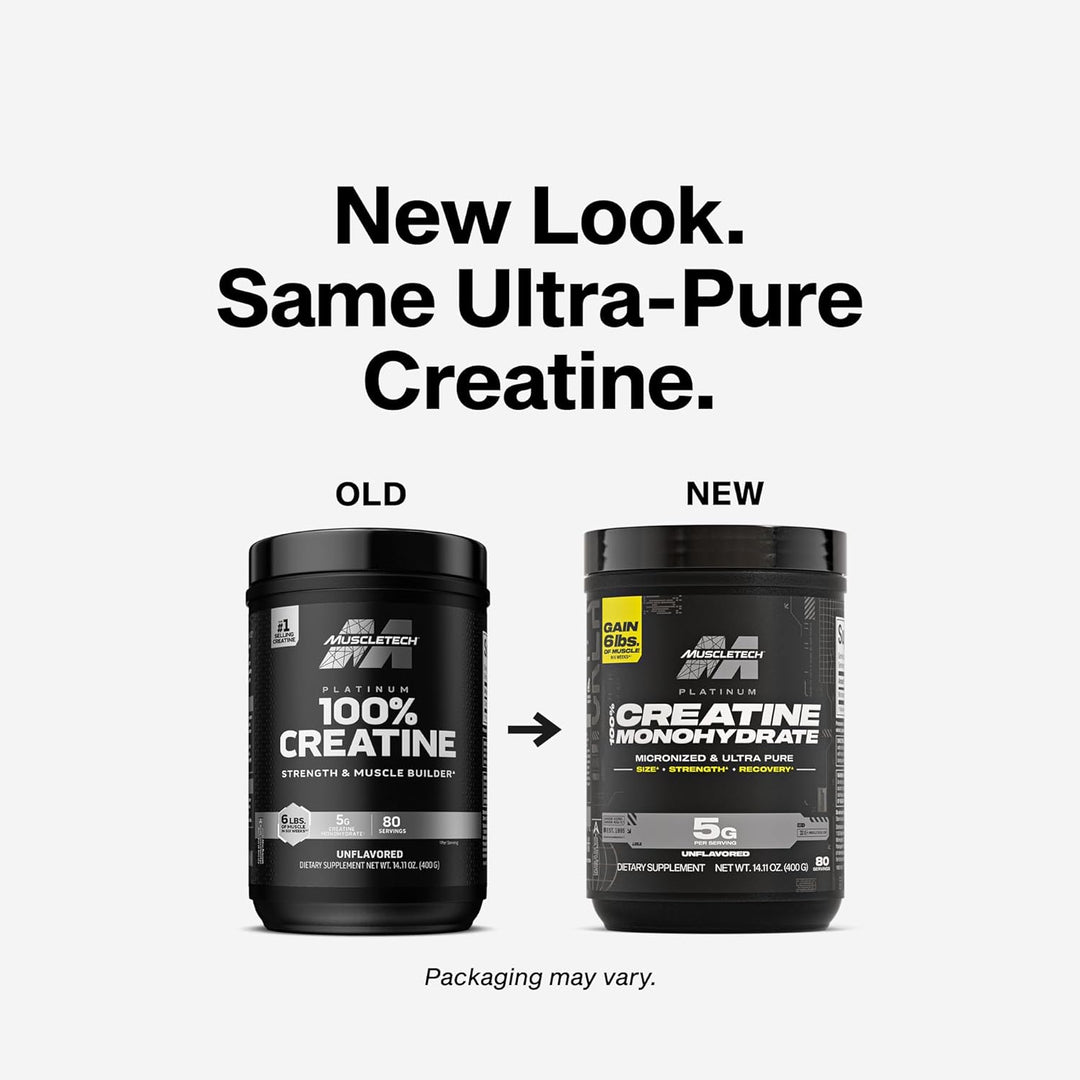 MuscleTech Platinum 100% Creatine Monohydrate – Unflavored, Micronized, 80 Servings