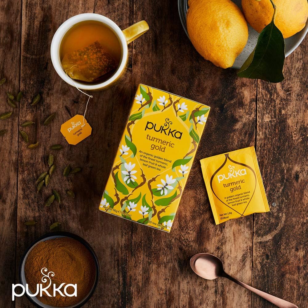 Pukka Turmeric Gold Organic Herbal Tea, 20 Envelope Teabags