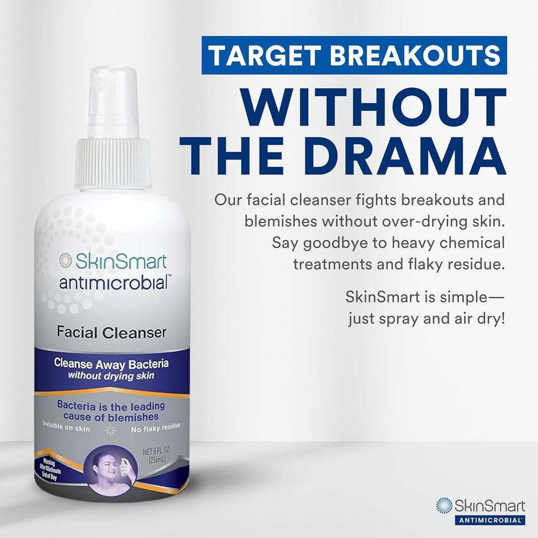 SkinSmart Antimicrobial Facial Cleanser for Breakouts & Blemishes - 8oz