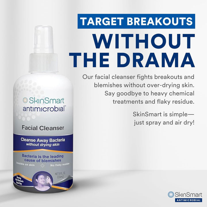 SkinSmart Antimicrobial Facial Cleanser for Breakouts & Blemishes - 8oz