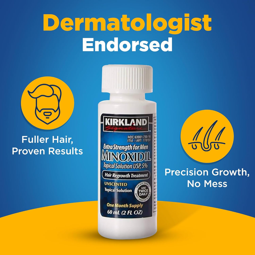 Kirkland Signature Minoxidil 5% Topical Solution for Men – 6 Month Supply, Hair Regrowth Treatment, 6 x 60ml