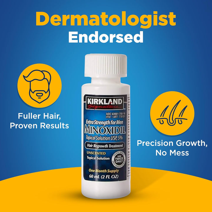 Kirkland Signature Minoxidil 5% Topical Solution for Men – 6 Month Supply, Hair Regrowth Treatment, 6 x 60ml