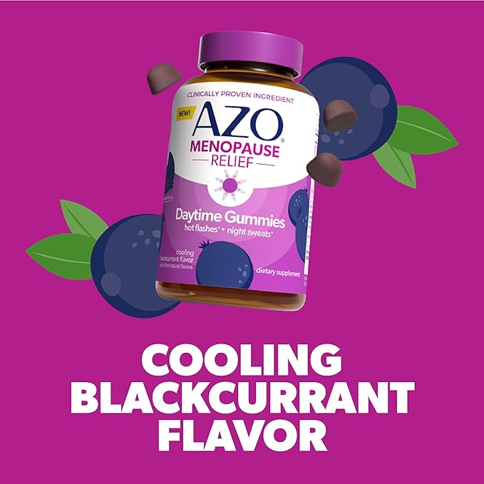 AZO® Daytime Menopause Support Gummies for Women – Blackcurrant Flavor, 30 Gummies