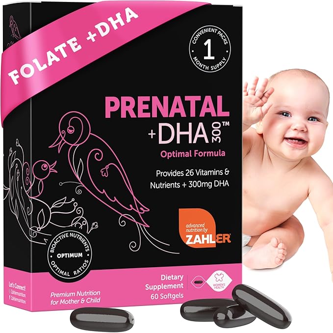 Zahler Prenatal Vitamin with DHA & Folate – Multivitamin Softgels for Women, 60 Count