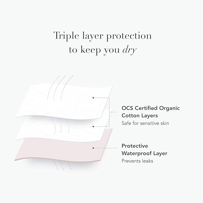 Rael Reusable Panty Liners – Organic Cotton Cover, Washable & Leak-Resistant, 3 Pack