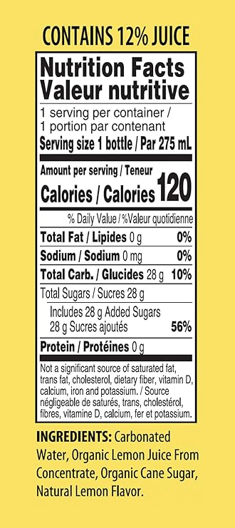 Tuscanini Organic Sparkling Lemonade Drink, 9.3 fl oz (6 Pack) – No Artificial Flavors, Glass Bottle, Product of Italy