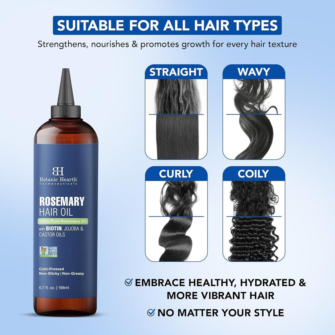 Botanic Hearth Rosemary Hair Oil for Hair Growth with Biotin & Castor, 6.7 oz