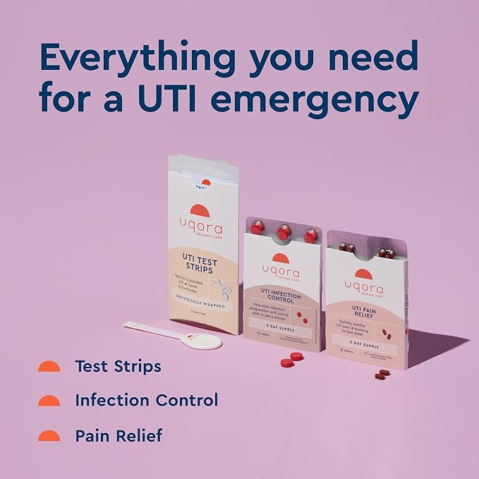 Uqora Urinary Wellness Kit – 2 Test Strips, Comfort & Health Tablets (Pack of 2)