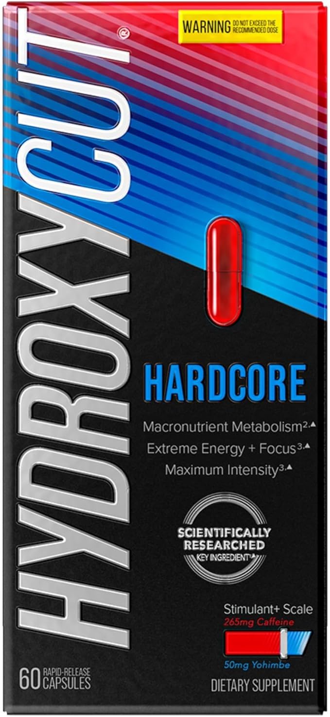Hydroxycut Hardcore Thermogenic Energy & Focus Capsules – 60 Rapid-Release Capsules