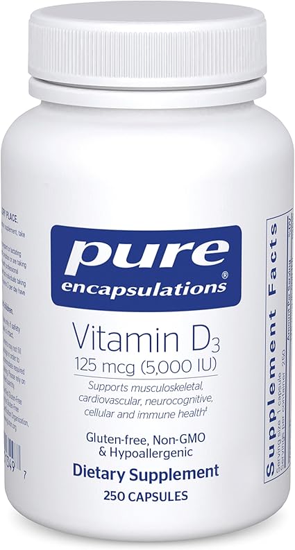 Pure Encapsulations Vitamin D3 125 mcg (5,000 IU) | Supports Bone, Joint, Heart, Colon & Immune Health |