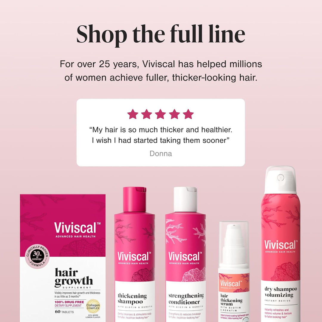 Viviscal Hair Growth Supplements for Women – Collagen Complex with Biotin, Zinc & Vitamin C, Thicker Fuller Hair, 60 Tablets, 1 Month Supply