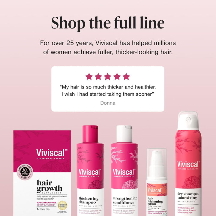 Viviscal Hair Growth Supplements for Women – Collagen Complex with Biotin, Zinc & Vitamin C, Thicker Fuller Hair, 60 Tablets, 1 Month Supply