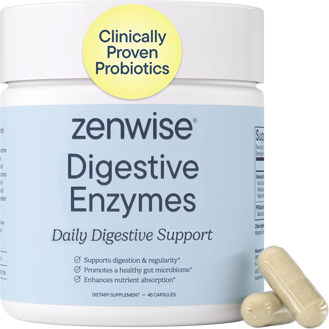 Zenwise Digestive Enzymes with Probiotics & Prebiotics - Bloating Relief (45 Caps)