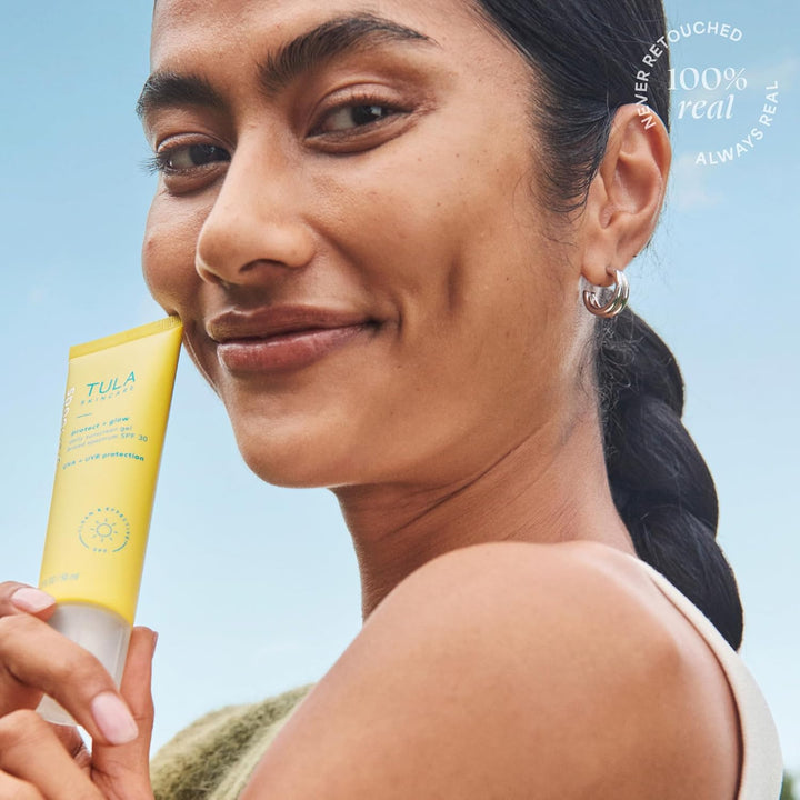 TULA Skin Care Protect + Glow SPF 30 Sunscreen Stick, 37g – Blue Light & Pollution Protection, No White Cast