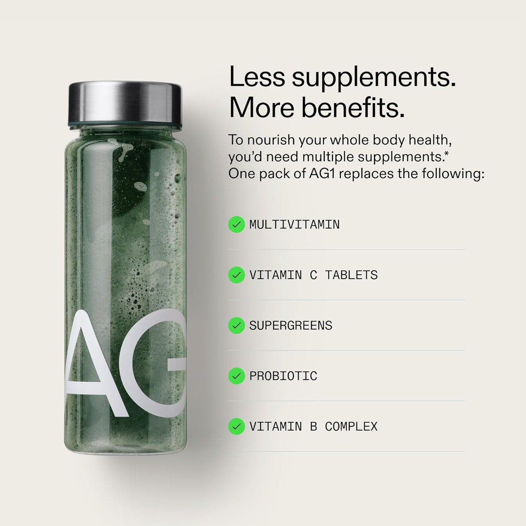 AG1 Daily Greens Powder – Ultimate Daily Whole Food Sourced All in One Greens Supplement Powder