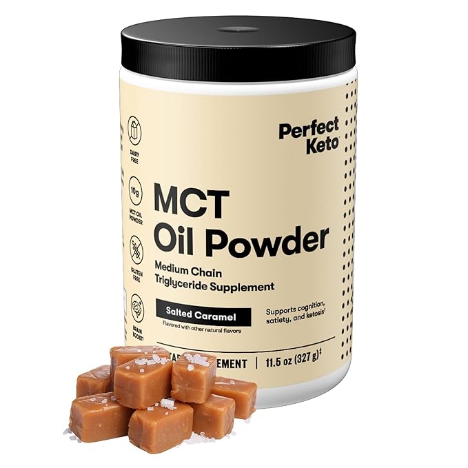 Perfect Keto MCT Oil Powder Dairy-Free Keto Coffee Creamer Gluten-Free Powder for Smoothies, Shakes & Low-Carb Recipes – 30 Servings