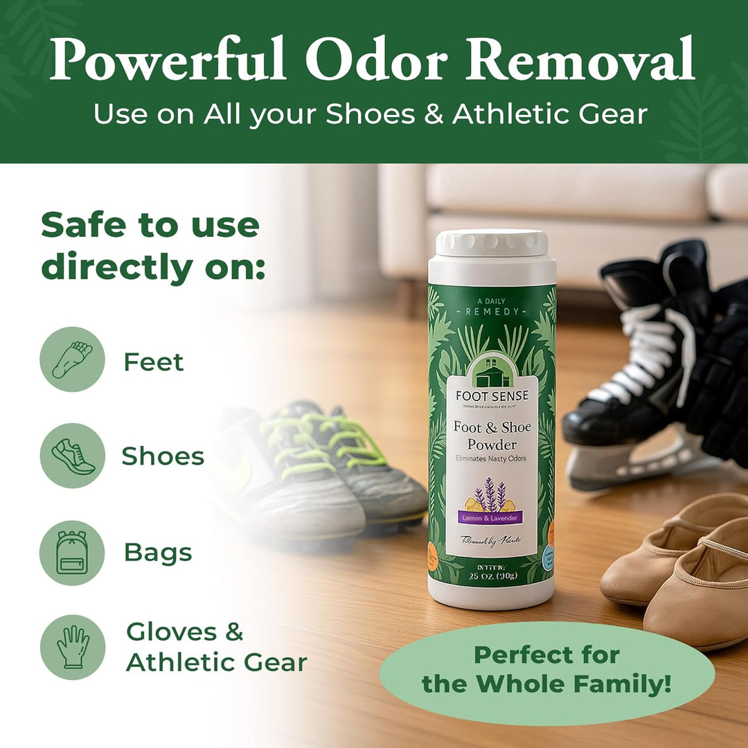 FOOT SENSE All Natural Foot & Shoe Powder, Disinfects & Deodorizes