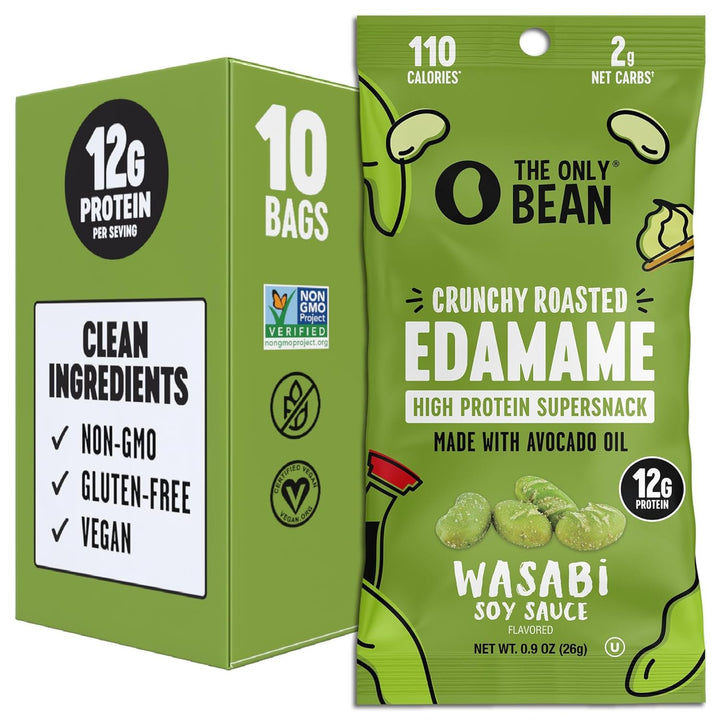 The Only Bean Crunchy Roasted Edamame Snacks – , 0.9oz (Pack of 10)