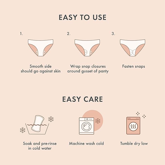 Rael Reusable Panty Liners – Organic Cotton Cover, Washable & Leak-Resistant, 3 Pack