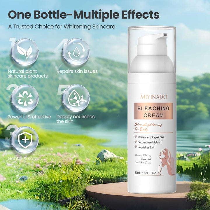 Miyinado Skin Brightening Cream with Vitamin C – Dark Spot Corrector for Underarms, Knees, Elbows & Bikini Area (50ml)