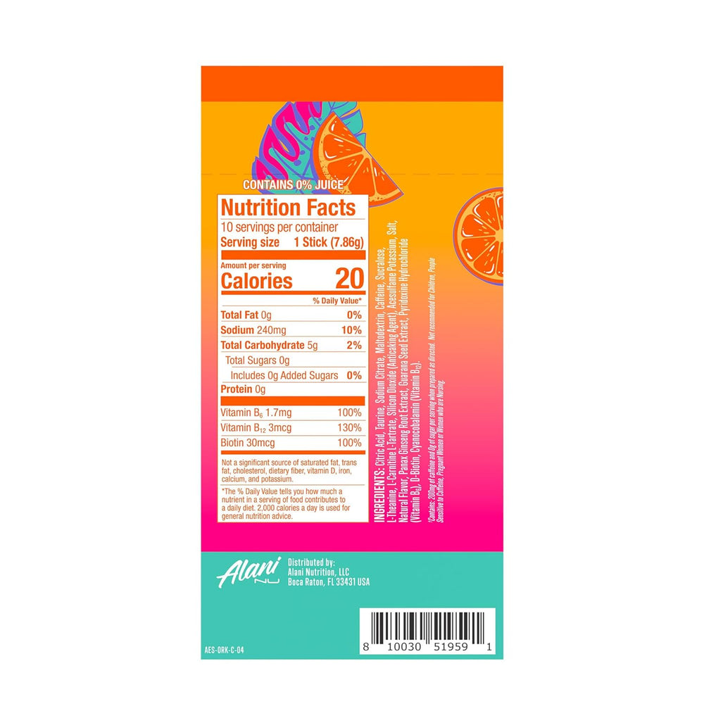 Nutrition facts label with colorful gradient background on a white background