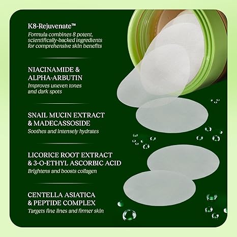 JiYu Premium Korean Toner Pads (100 Count) - Advanced Anti-Aging & Dark Spot Treatment | Infused with Potent Snail Mucin, Centella Asiatica & Niacinamide | Luxurious K-Beauty Skincare for Radiant, Youthful "Glass Skin"