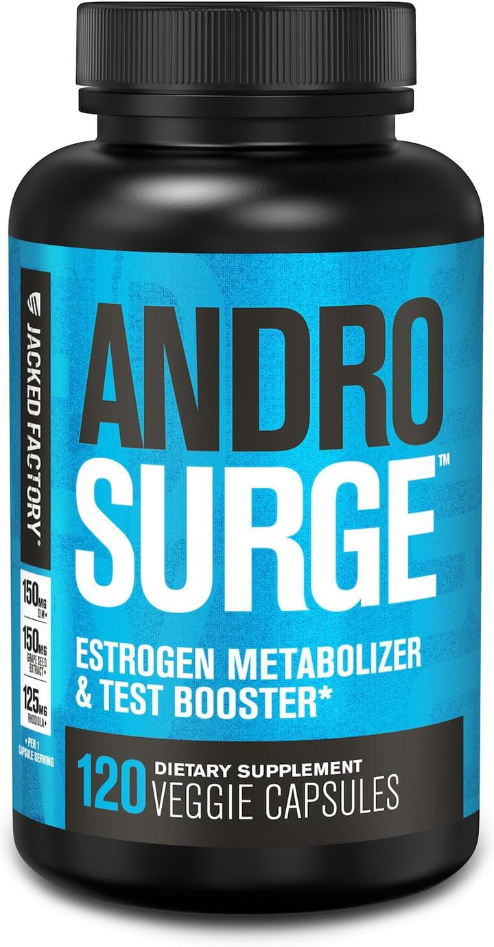 Jacked Factory Androsurge Estrogen Blocker & Vitality Supplement for Men, 120 Count