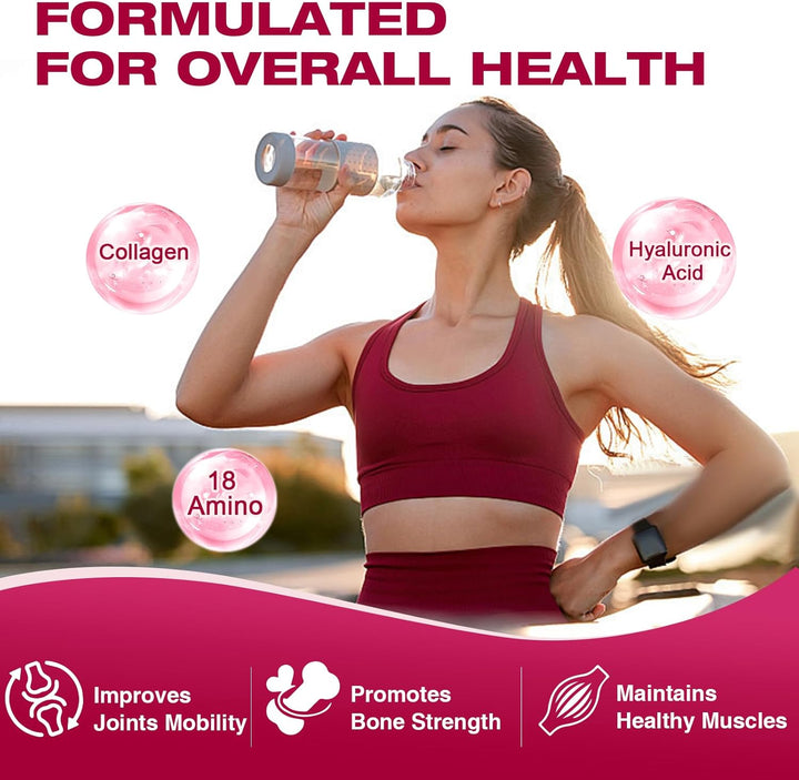 DRFOSTER Multi Collagen Peptides Powder with Probiotics – Type I, II, III, V, X – Hydrolyzed Collagen with Biotin, Hyaluronic Acid & Multivitamins – 35 Servings (390g)