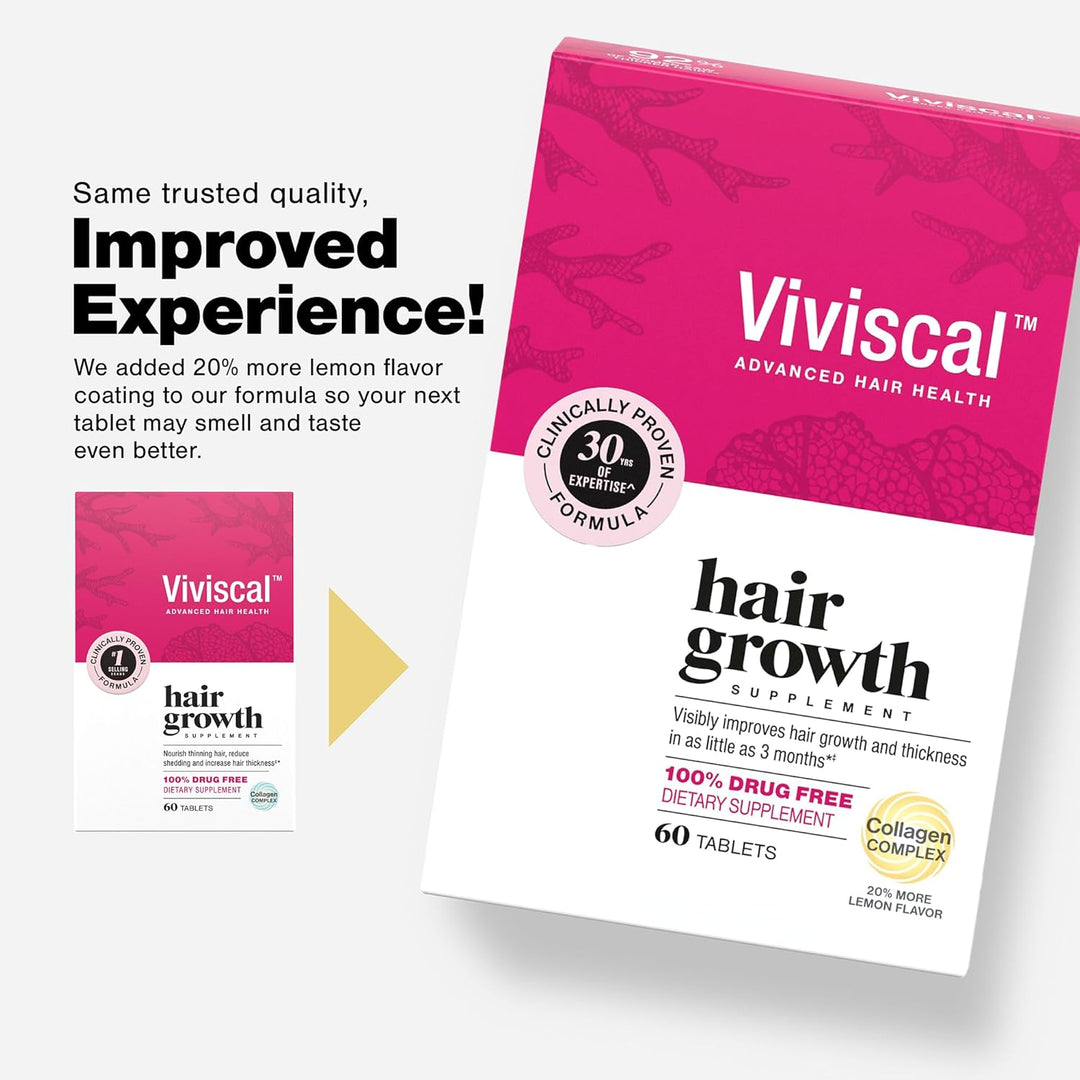 Viviscal Hair Growth Supplements for Women – Collagen Complex with Biotin, Zinc & Vitamin C, Thicker Fuller Hair, 60 Tablets, 1 Month Supply
