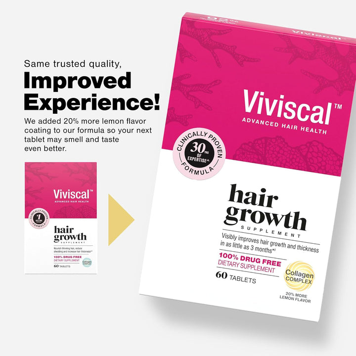 Viviscal Hair Growth Supplements for Women – Collagen Complex with Biotin, Zinc & Vitamin C, Thicker Fuller Hair, 60 Tablets, 1 Month Supply