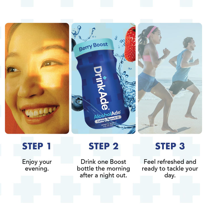 DrinkAde Boost – Hydration &Drinkade Energy Support Drink with Electrolytes, Green Tea & B Vitamins – Sugar-Free, Vegan – 6 Pack