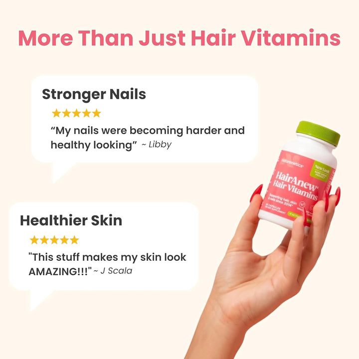 HairAnew Hair Growth Vitamins 60 Capsules | 5000mcg Biotin Vegan Supplement