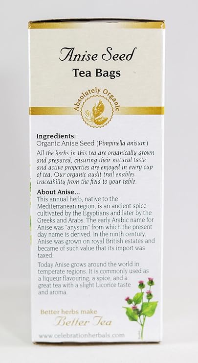 Celebration Herbals Organic Anise Seed Tea, 24 Herbal Tea Bags – Caffeine Free
