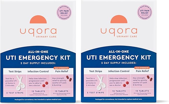 Uqora Urinary Wellness Kit – 2 Test Strips, Comfort & Health Tablets (Pack of 2)