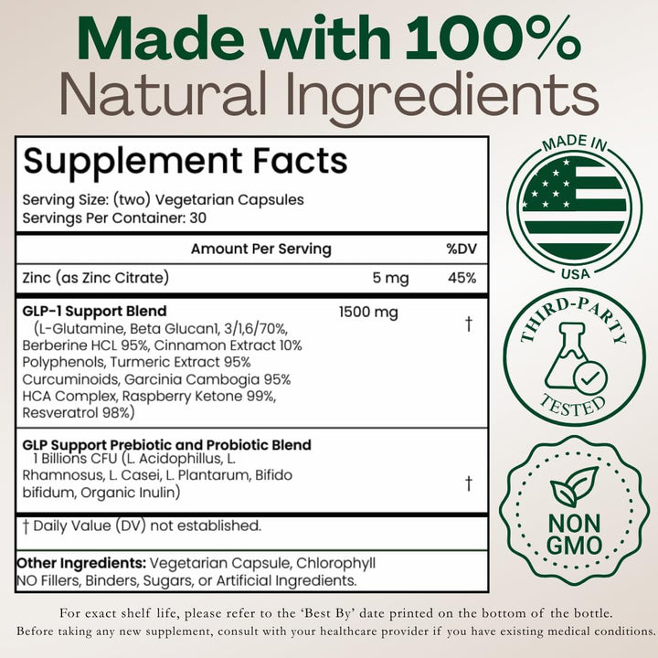 GLP-1 Balance Formula | Herbal & Probiotic Blend | 60 Capsules